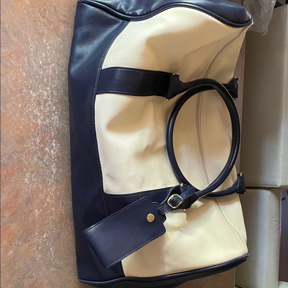 Navy and Cream Women's Tote Bag